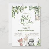 Invitation Baby shower d'animaux des bois de verdu (Devant)