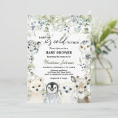 Invitation Baby shower d'animaux d'hiver (Debout devant)