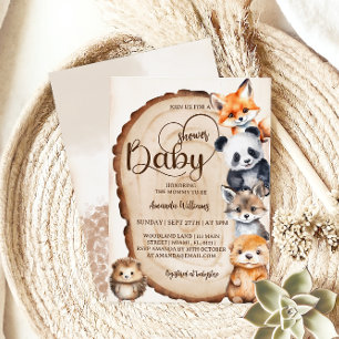 Invitation Baby shower d'animaux farcis en bois