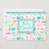 Invitation Baby shower d'animaux marins (Devant)