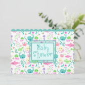 Invitation Baby shower d'animaux marins (Debout devant)