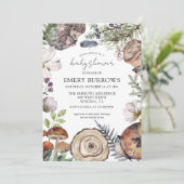 Invitation Baby shower d'animaux rustiques en bois (Debout devant)