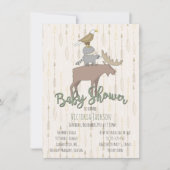 Invitation Baby shower d'animaux rustiques en bois (Devant)