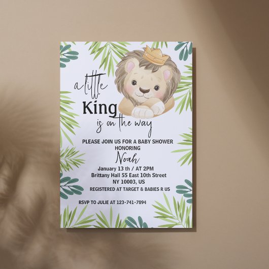Invitation baby shower d'animaux safari bébé lion king