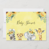 Invitation Baby shower d'animaux Safari Floral Jaune (Dos)
