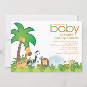 Invitation Baby shower d'animaux Safari moderne