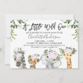 Invitation Baby shower d'animaux Safari violet clair (Devant)