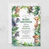 Invitation Baby shower d'animaux tropicaux de la Jungle migno (Devant)