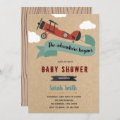Invitation Baby shower d'anniversaire d'avion (Devant / Derrière)
