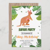 Invitation baby shower d'anniversaire de Kangaroo (Devant / Derrière)