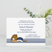 Invitation baby shower d'anniversaire du Navy Blue Baseball (Debout devant)