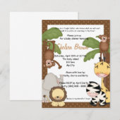Invitation baby shower d'anniversaire du safari da (Devant / Derrière)