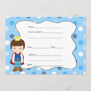 Invitation Baby shower d'anniversaire Prince Rempl