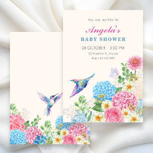 Invitation Baby shower dans un jardin fleuri
