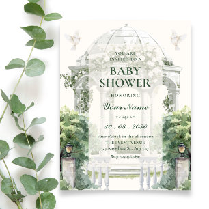 Invitation Baby-shower dans un jardin romantique