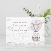 Invitation Baby shower dans un nuage (rose) (Debout devant)