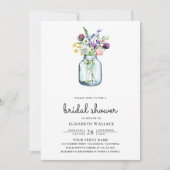 Invitation Baby Shower dans un pot Mason avec des fleurs sauv (Devant)