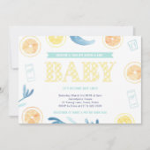 Invitation Baby shower d'Aqua Citrus jaune neutre pour les fe (Devant)