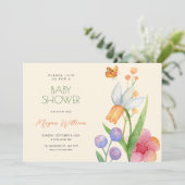 Invitation Baby shower d'aquarelle (Debout devant)