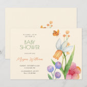 Invitation Baby shower d'aquarelle (Devant / Derrière)