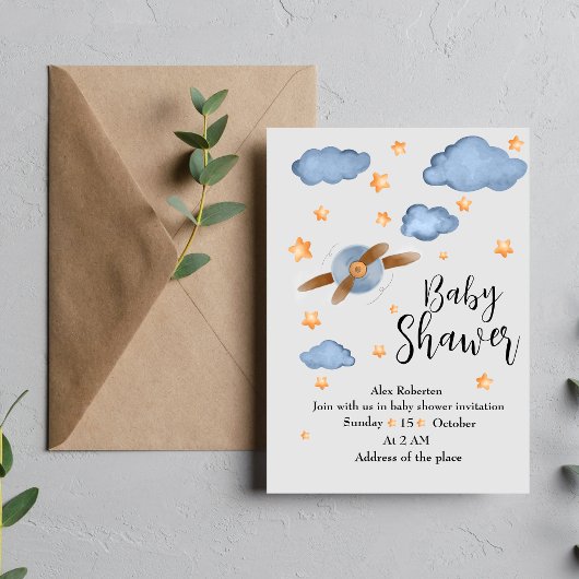 Invitation Baby shower d'aquarelle