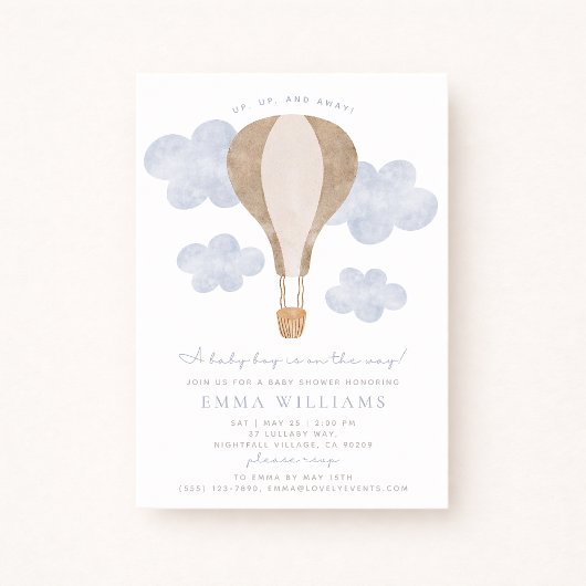 Invitation Baby shower d'aquarelle à ballon à air 