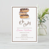 Invitation Baby shower d'aquarelle à base de chocolat (Debout devant)