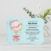 Invitation Baby shower d'aquarelle à bulle d'air chaud (Debout devant)