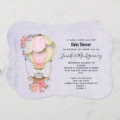 Invitation Baby shower d'aquarelle à bulle d'air chaud (Devant / Derrière)