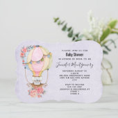 Invitation Baby shower d'aquarelle à bulle d'air chaud (Debout devant)