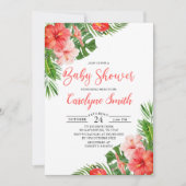 Invitation Baby shower d'aquarelle à cadre floral tropical (Devant)