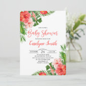 Invitation Baby shower d'aquarelle à cadre floral tropical (Debout devant)