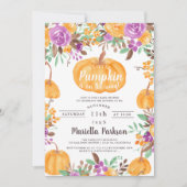 Invitation Baby shower d'aquarelle à cascade à citrouille Flo (Devant)