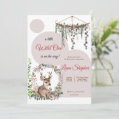 Invitation Baby shower d'aquarelle à thème forestier modifiab (Debout devant)