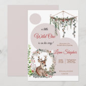 Invitation Baby shower d'aquarelle à thème forestier modifiab (Devant / Derrière)