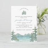 Invitation Baby shower d'aquarelle à thème Mountain Lake (Debout devant)