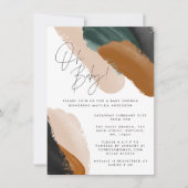 Invitation Baby shower d'aquarelle abstrait en terre cuite ve (Devant)