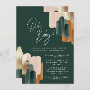 Invitation Baby shower d'aquarelle abstrait en terre cuite ve
