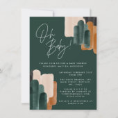 Invitation Baby shower d'aquarelle abstrait en terre cuite ve (Devant)