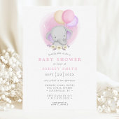 Invitation Baby shower d'aquarelle aux ballons floraux élépha