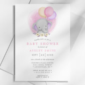 Invitation Baby shower d'aquarelle aux ballons floraux élépha