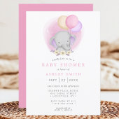 Invitation Baby shower d'aquarelle aux ballons floraux élépha