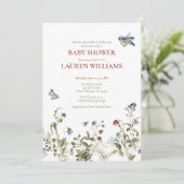 Invitation Baby shower d'aquarelle aux fraises doux Berry (Debout devant)