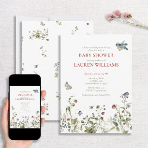 Invitation Baby shower d'aquarelle aux fraises doux Berry