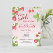 Invitation Baby shower d'aquarelle aux fraises sucrées (Debout devant)