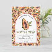 Invitation Baby shower d'aquarelle aux fruits de Papaya (Debout devant)