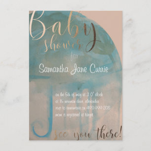 Invitation Baby shower d'aquarelle avec parapluie