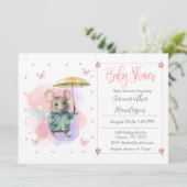 Invitation Baby shower d'aquarelle Baby Mouse Pastel (Debout devant)