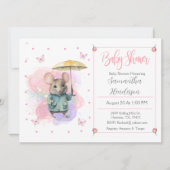 Invitation Baby shower d'aquarelle Baby Mouse Pastel (Devant)
