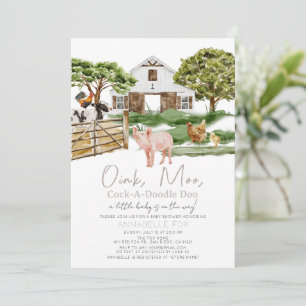 Invitation Baby shower d'aquarelle Barnyard